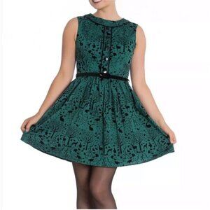 Hell Bunny Sherwood Woodland Green 1950’s Dress Size Small